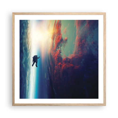 Pôster com moldura de carvalho claro - Enfrentando o universo - 60x60 cm