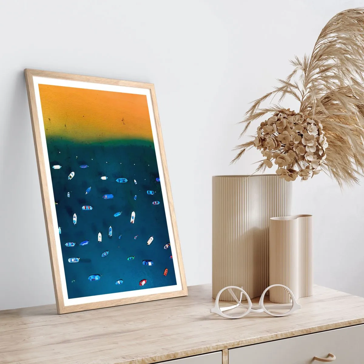 Pôster com moldura de carvalho claro - Jogo de férias - 50x70 cm