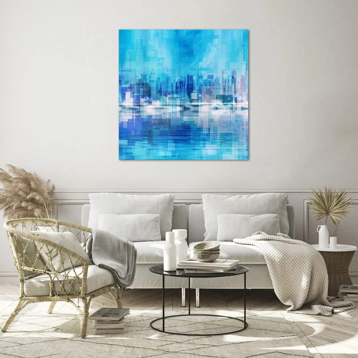 Quadro em vidro - Imerso em azul - 40x40 cm