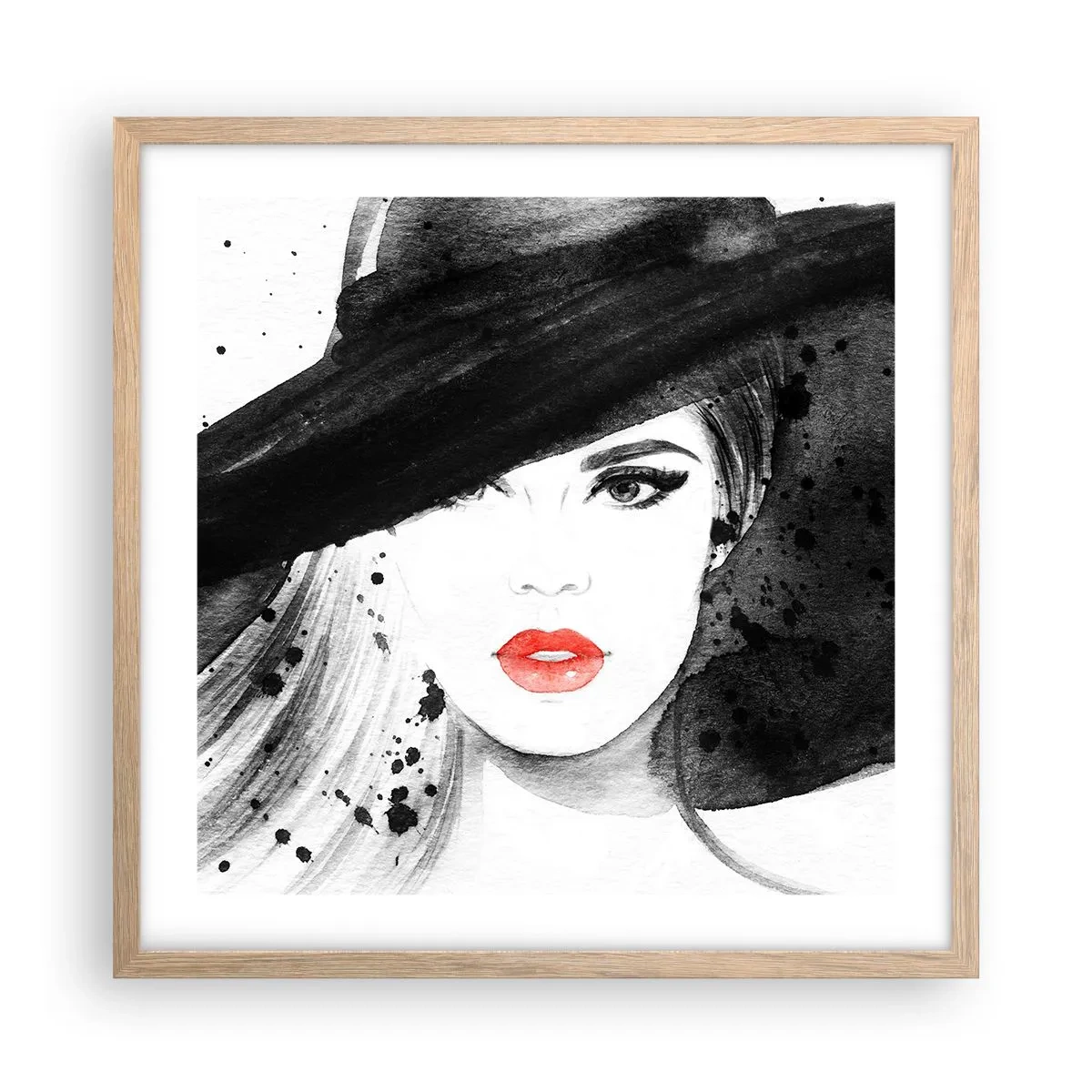 Pôster com moldura de carvalho claro - Dama de Preto - 50x50 cm