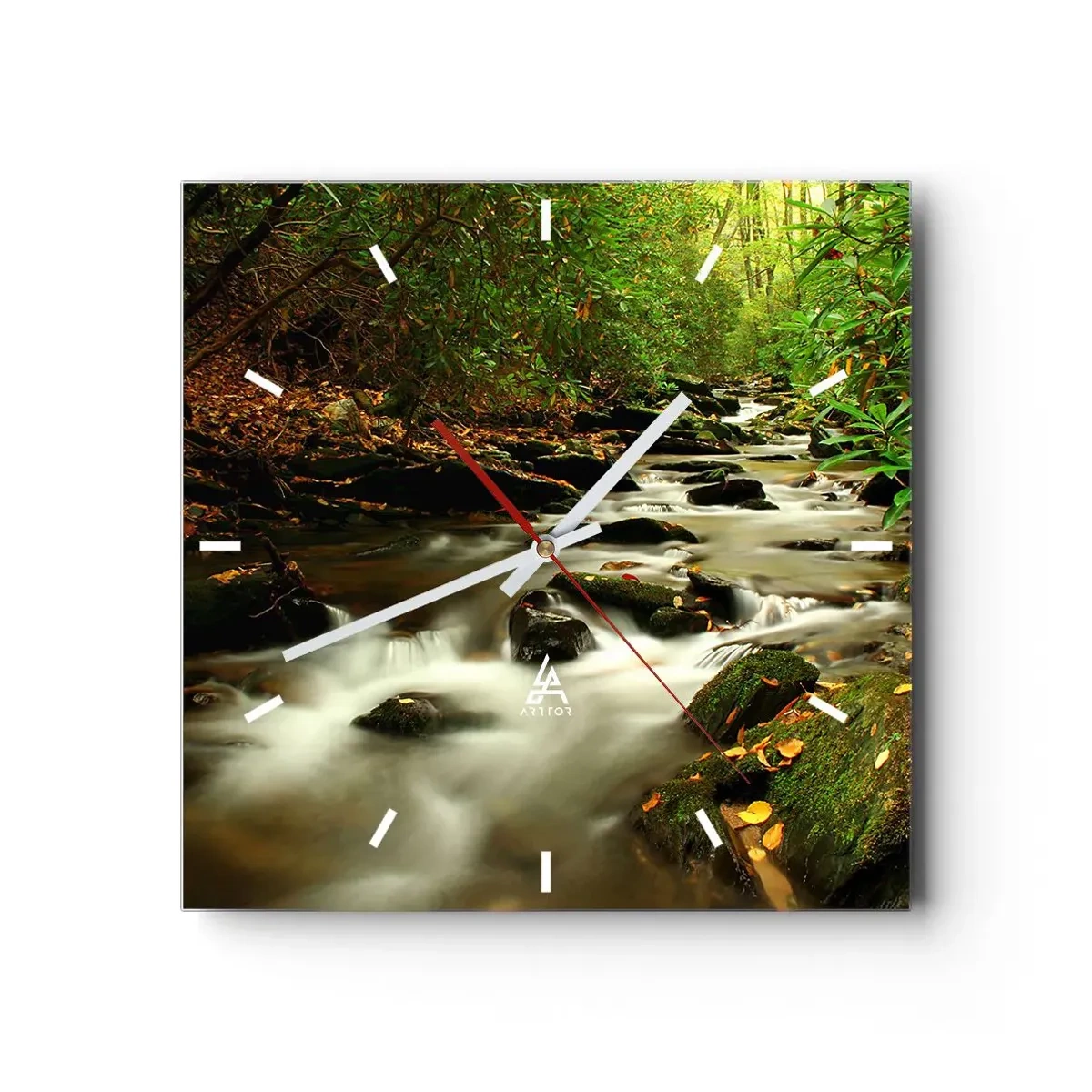 Relógio de parede - Relógio em vidro - Como prata líquida - 30x30 cm