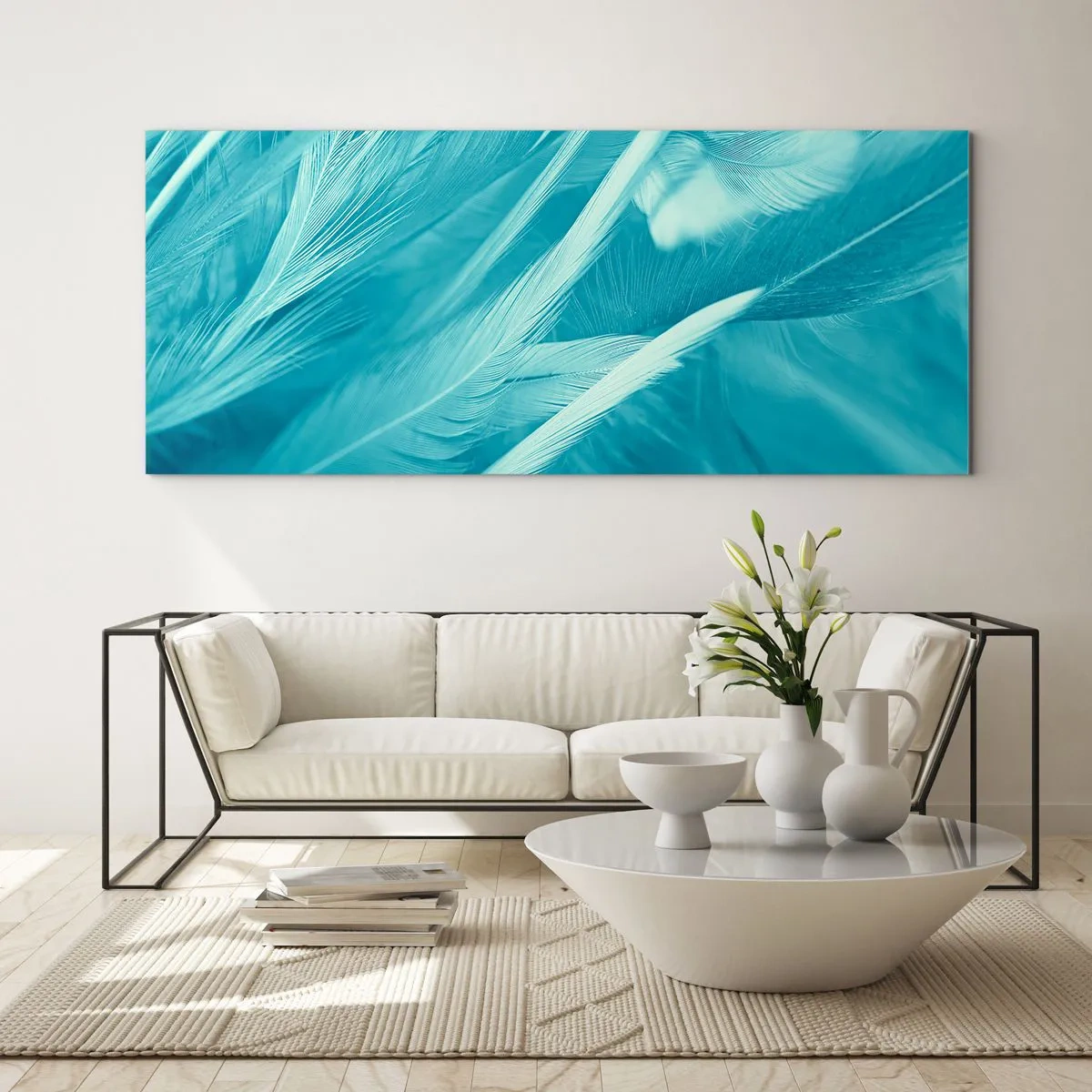 Quadro em vidro - Afogado em penugem - 90x30 cm