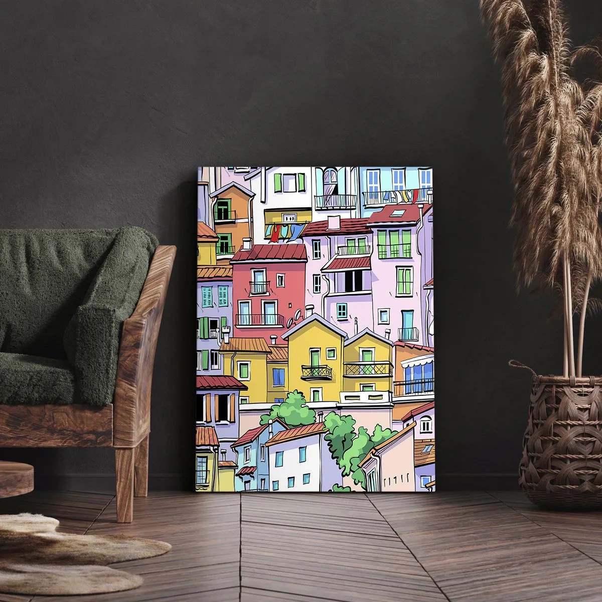 Quadro em tela - Cidade divertida - 70x100 cm