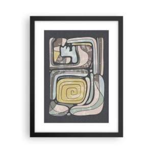 Pôster com moldura preta - Abstração no espírito pré-colombiano - 30x40 cm