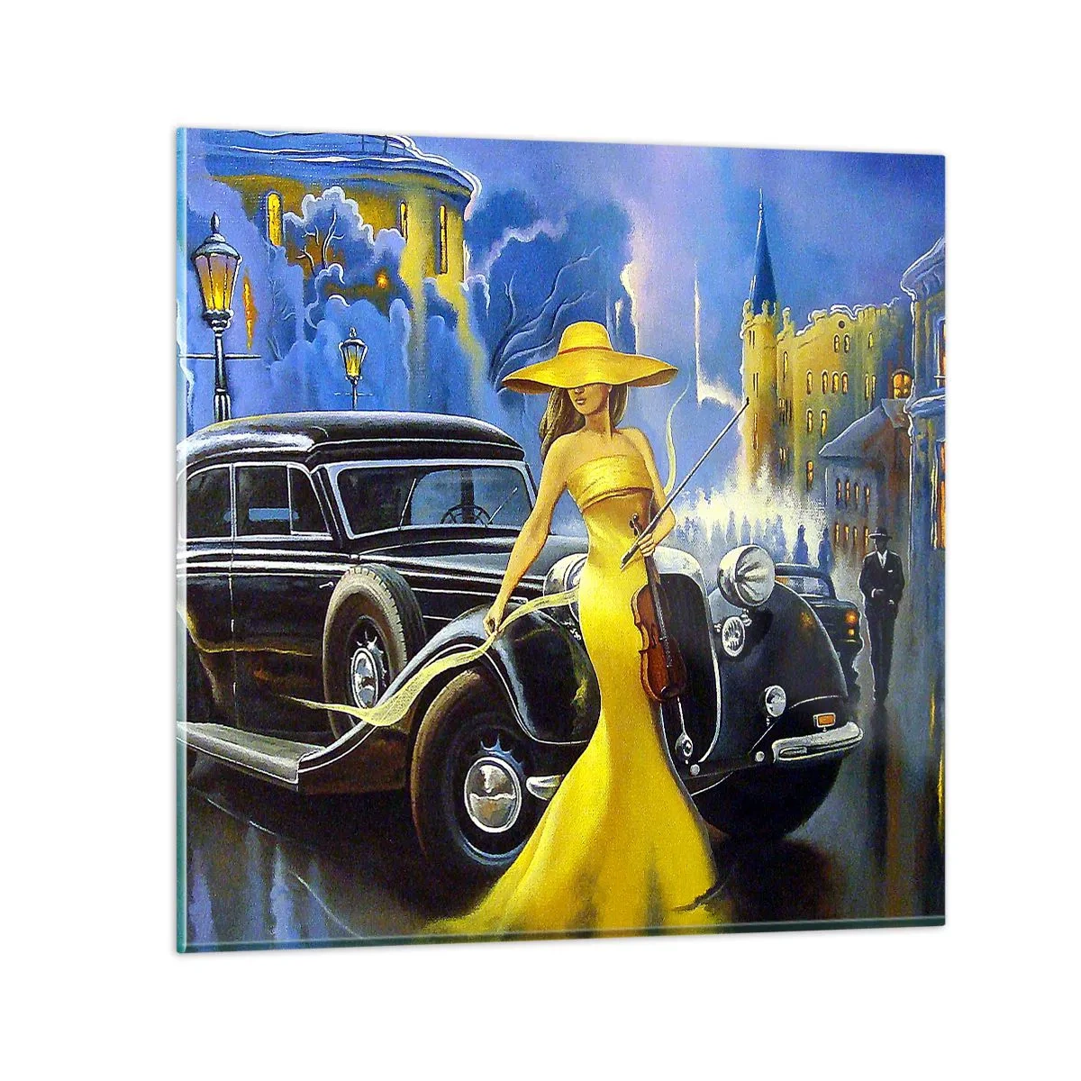 Quadro em vidro - Música instrumental com violino e amor - 60x60 cm