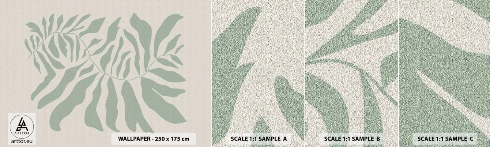 Amostra de Papel de Parede Standard Eco - Galho esmeralda - Boho, Plantar, Botânico - 100x30 cm