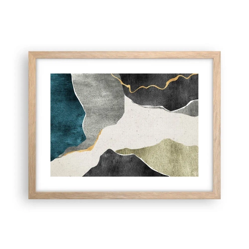 Pôster com moldura de carvalho claro - Composição de mosaico com fio de ouro - 40x30 cm