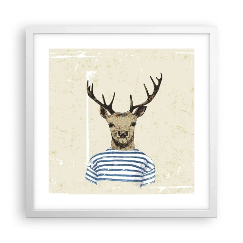 Pôster em moldura branca - Porque eu gosto de camisas listradas! - 40x40 cm