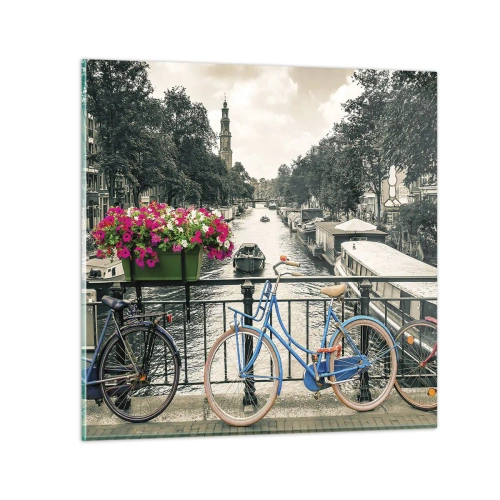 Quadro em vidro - Cores da rua de Amsterdã - 30x30 cm