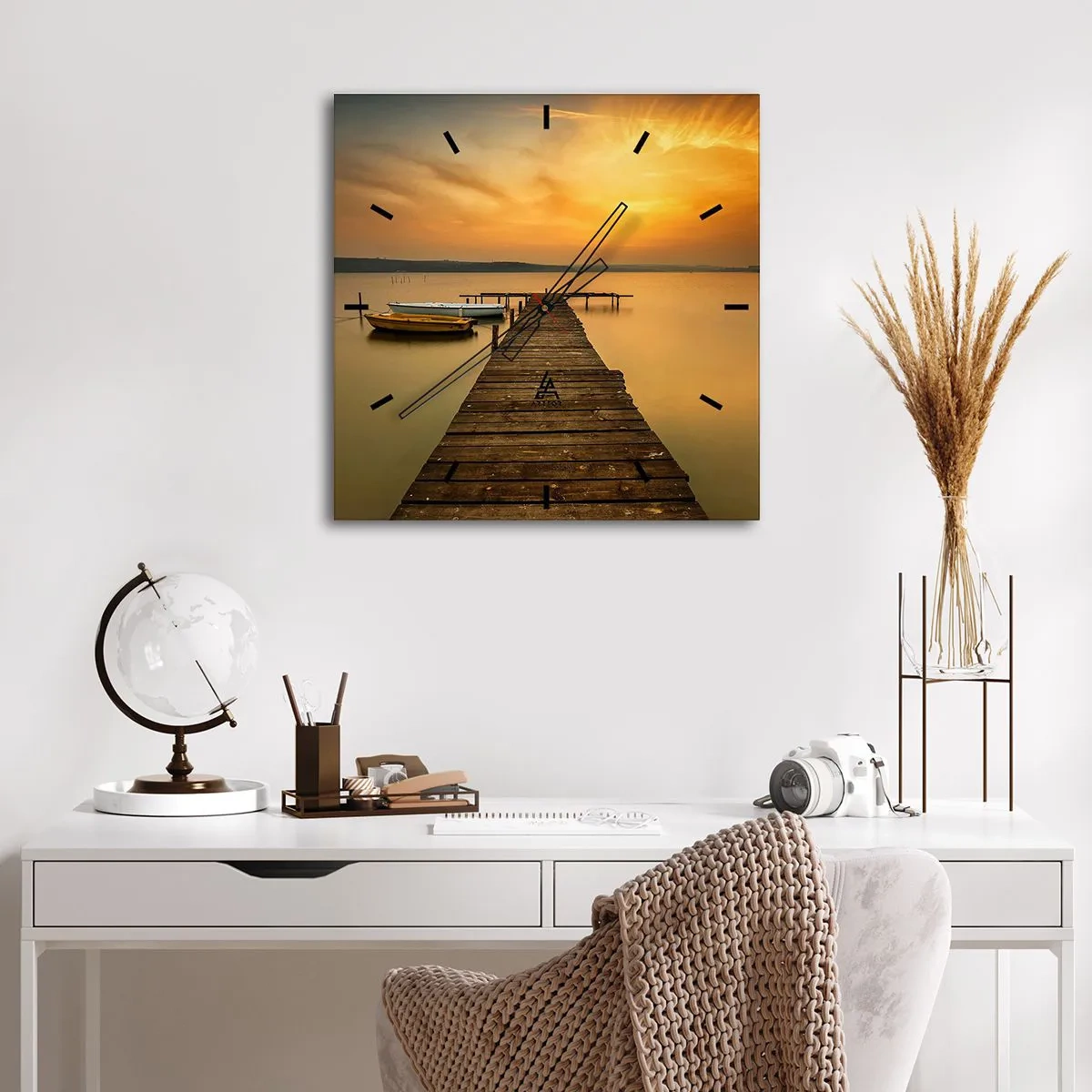 Relógio de parede - Relógio em vidro - Abrirei o céu dourado para vós - 40x40 cm