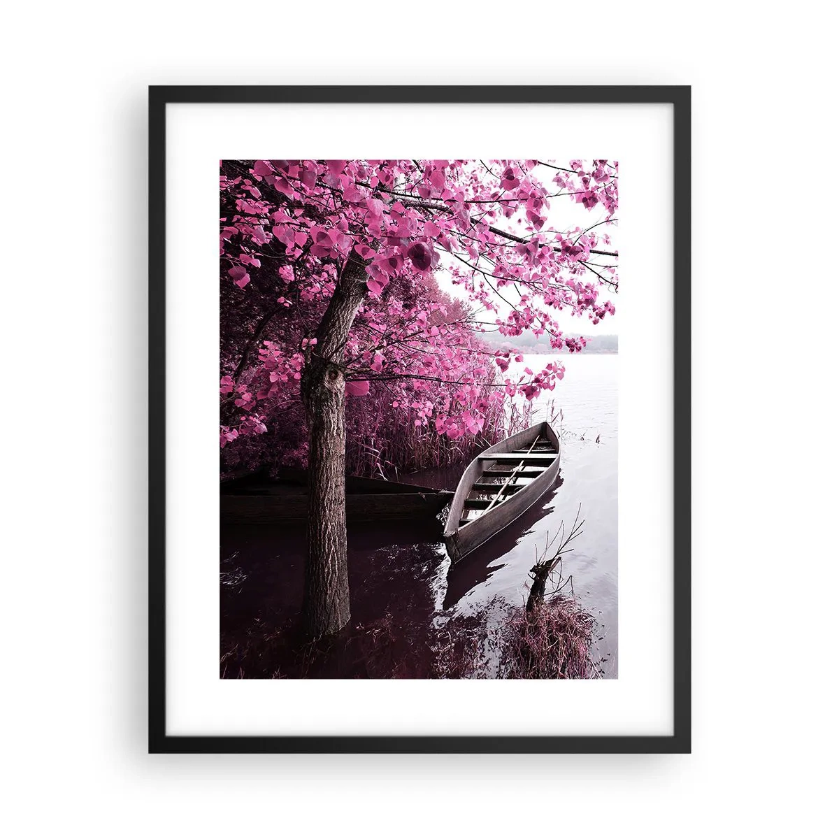 Pôster com moldura preta - Em silêncio cor-de-rosa - 40x50 cm