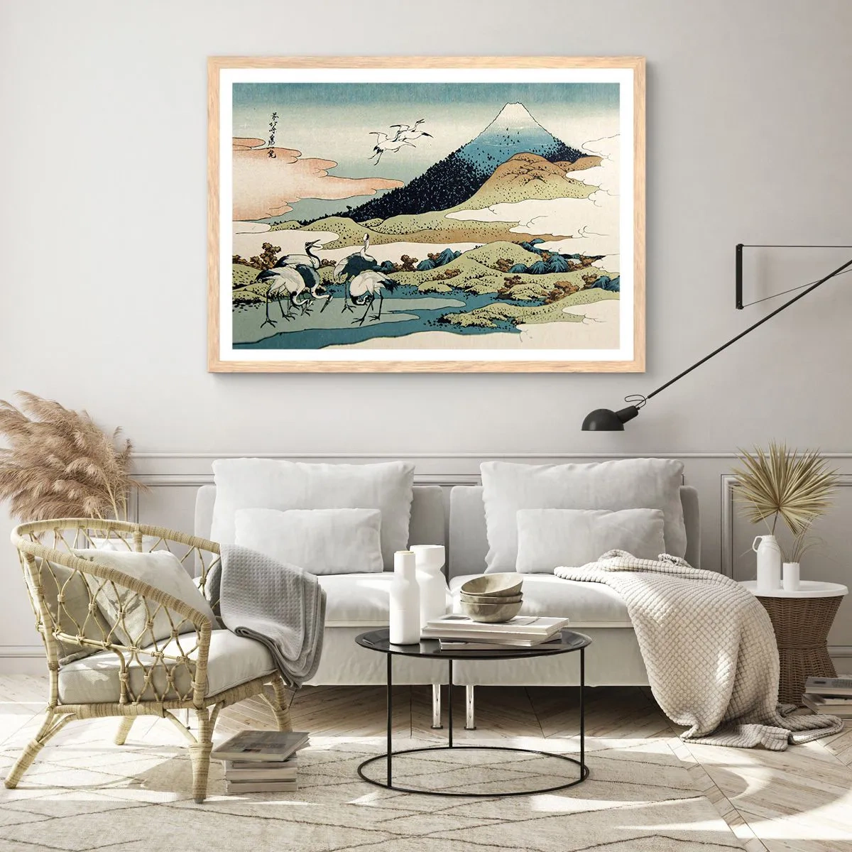 Pôster com moldura de carvalho claro - No espírito japonês - 91x61 cm