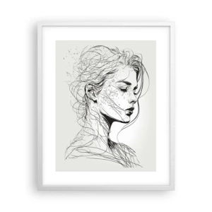 Pôster em moldura branca - Retrato em pensamento - 40x50 cm
