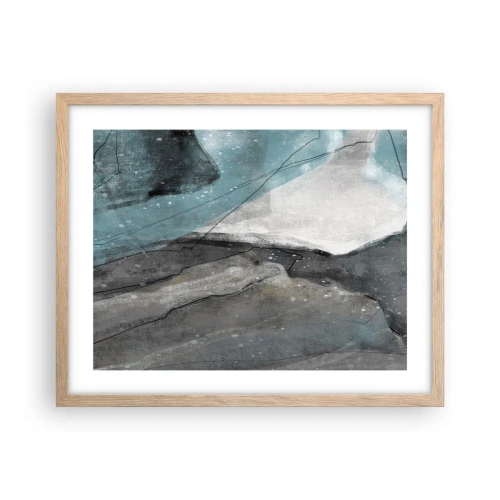 Pôster com moldura de carvalho claro - Resumo: rochas e gelo - 50x40 cm