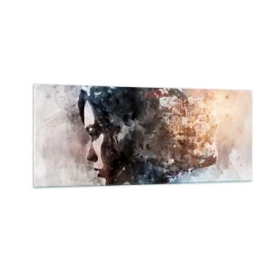 Quadro em vidro - Uma história sobre uma menina e uma cidade ao fundo - 100x40 cm