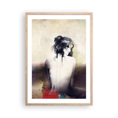 Pôster com moldura de carvalho claro - Linhas suaves, formas ovais - 50x70 cm