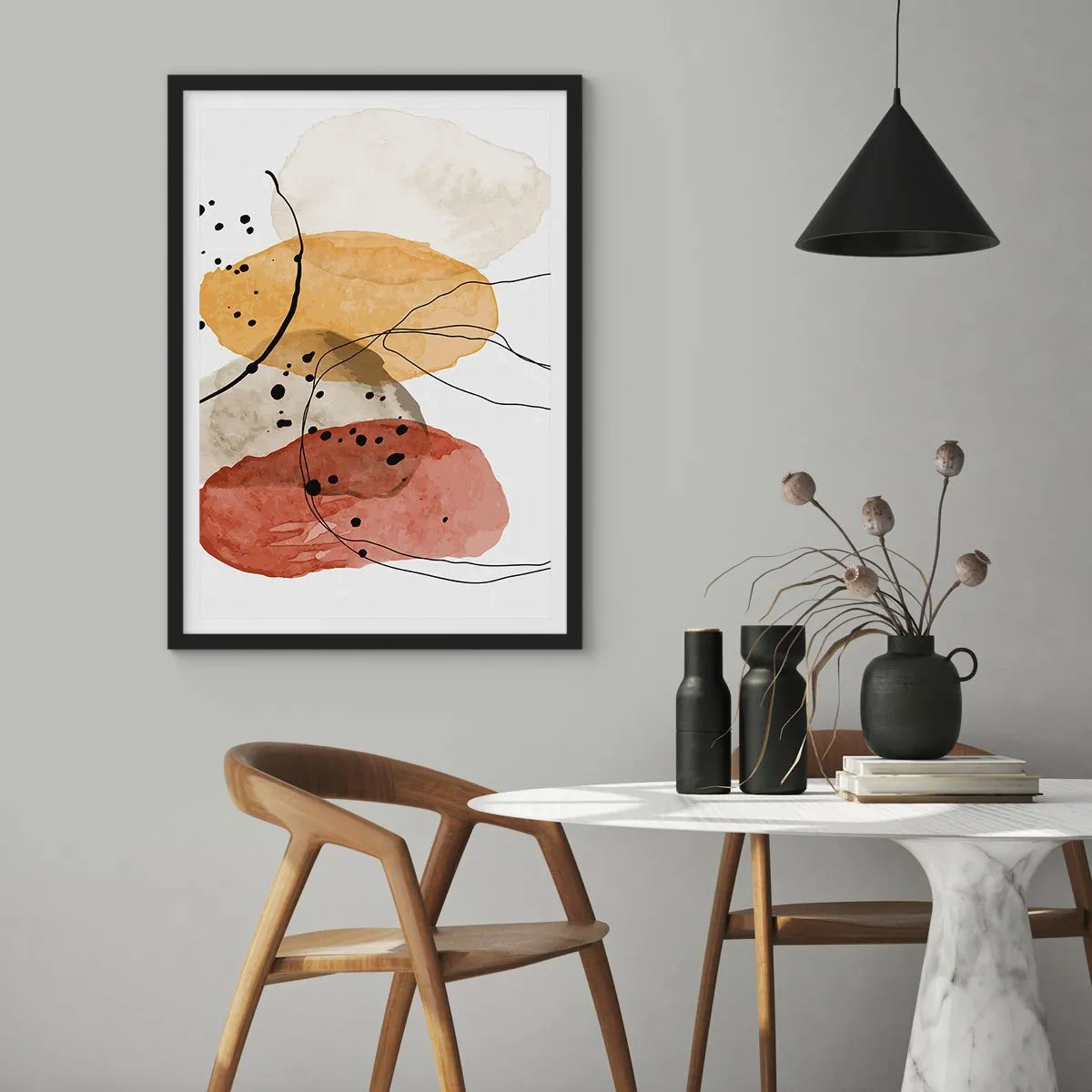 Pôster com moldura preta - Como o ar leve e transparente - 61x91 cm