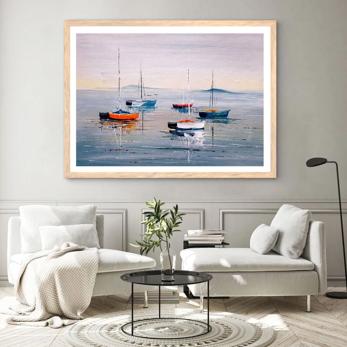 Pôster com moldura de carvalho claro - Um merecido descanso - 70x50 cm