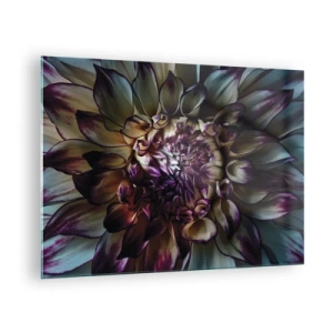 Quadro em vidro - Close-up de uma flor em uma paleta de cores escuras - 70x50cm - O florescimento da juventude - Decoração de parede moderna para a sala de estar e quarto ARTTOR