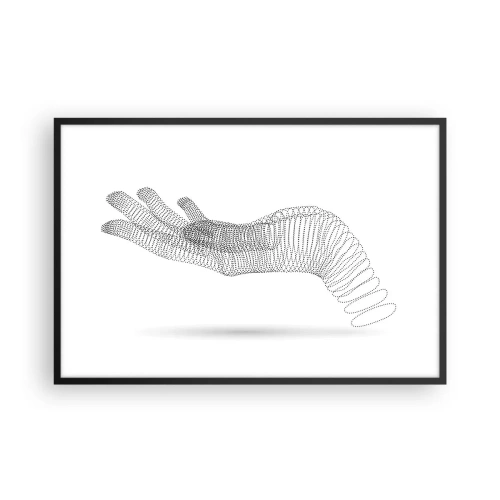 Pôster com moldura preta - Mão de mola - 91x61 cm