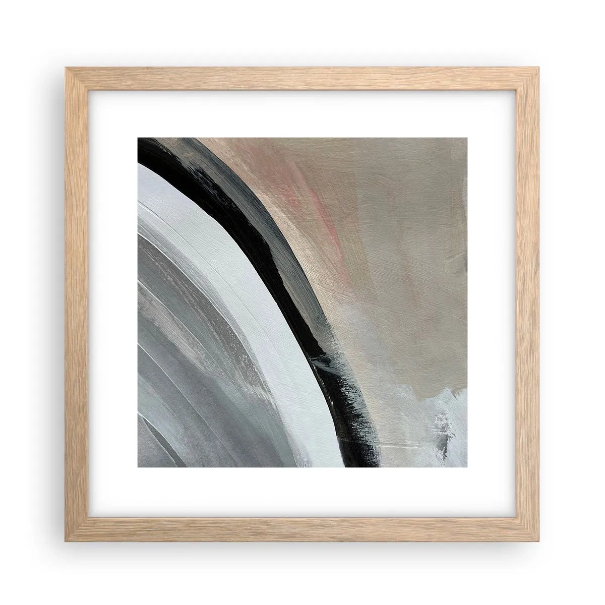 Pôster com moldura de carvalho claro - Composição: arco preto e cinza - 30x30 cm