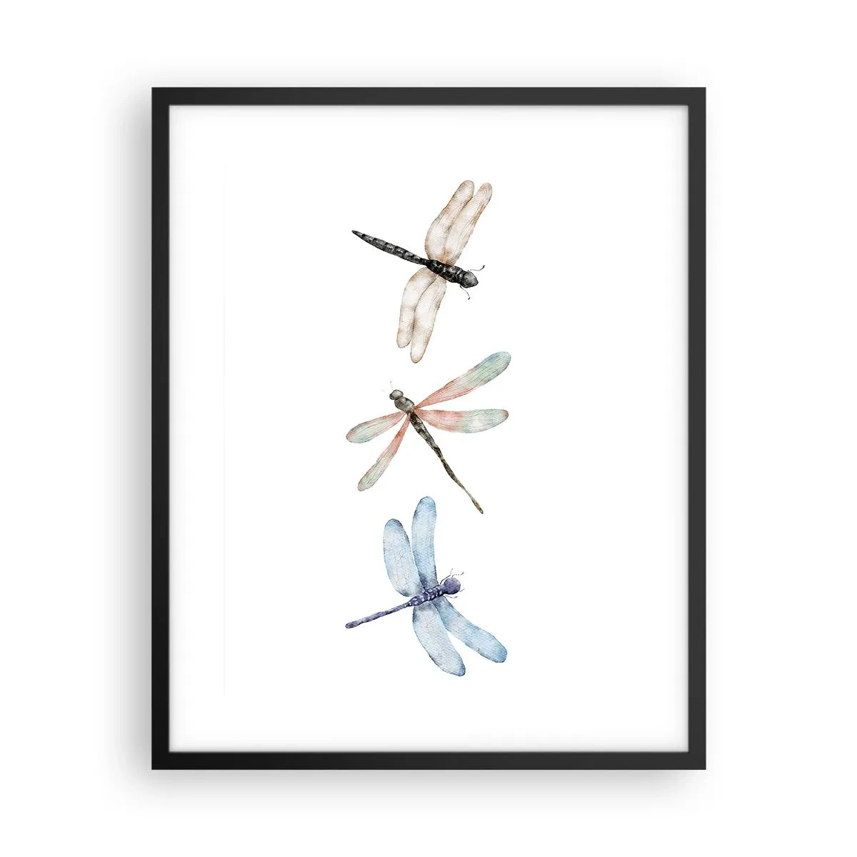 Pôster com moldura preta - Libélulas sem peso - 40x50 cm