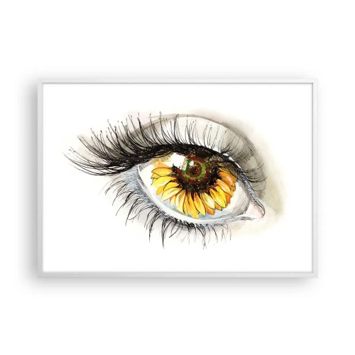 Pôster em moldura branca - Um olhar tão quente como o verão - 100x70 cm