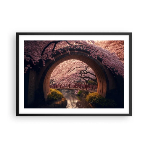 Pôster com moldura preta - Primavera japonesa - 70x50 cm