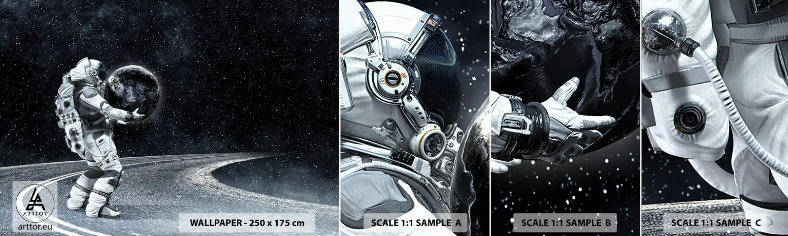 Amostra de papel de parede autocolante Deluxe Sticker - Na Via Láctea - Cosmos, Astronauta, Fantasia - 100x30 cm