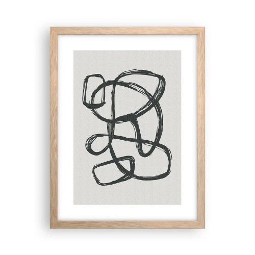 Pôster com moldura de carvalho claro - Abstração em loop - 30x40 cm