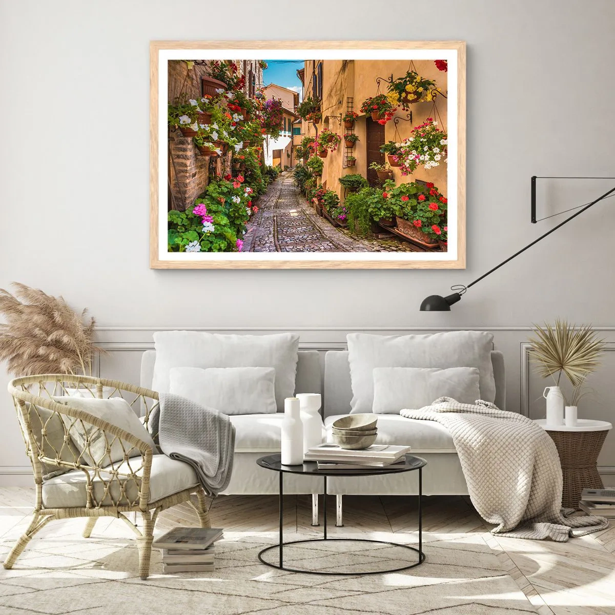 Pôster com moldura de carvalho claro - Beco italiano - 70x50 cm