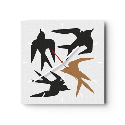 Relógio de parede - Relógio em vidro - Engula a diversão - 40x40 cm