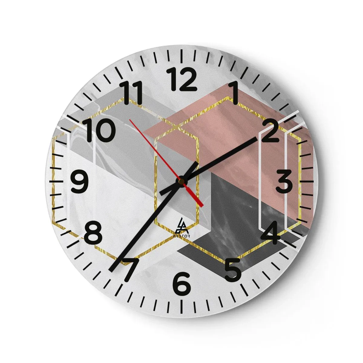 Relógio de parede - Relógio em vidro - Composição em cadeia - 40x40 cm