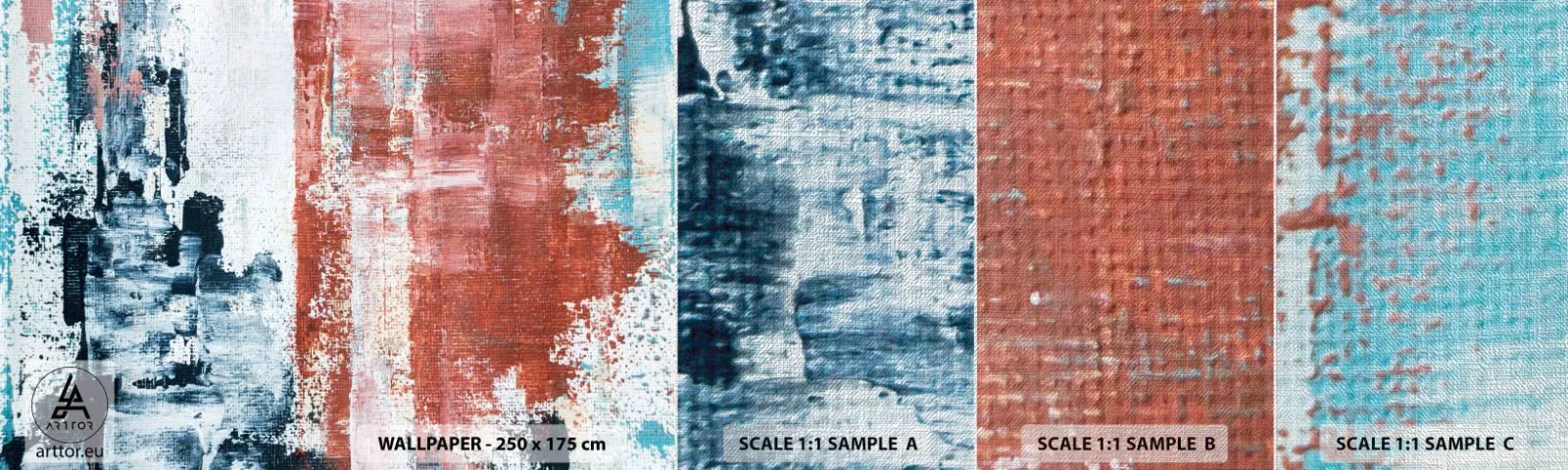 Amostra de papel de parede Premium Canvas - Meio a meio abstrato - Abstração, Pedaço, Pintura - 100x30 cm