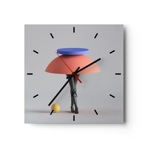 Relógio de parede - Relógio em vidro - Composição surrealista - 30x30 cm