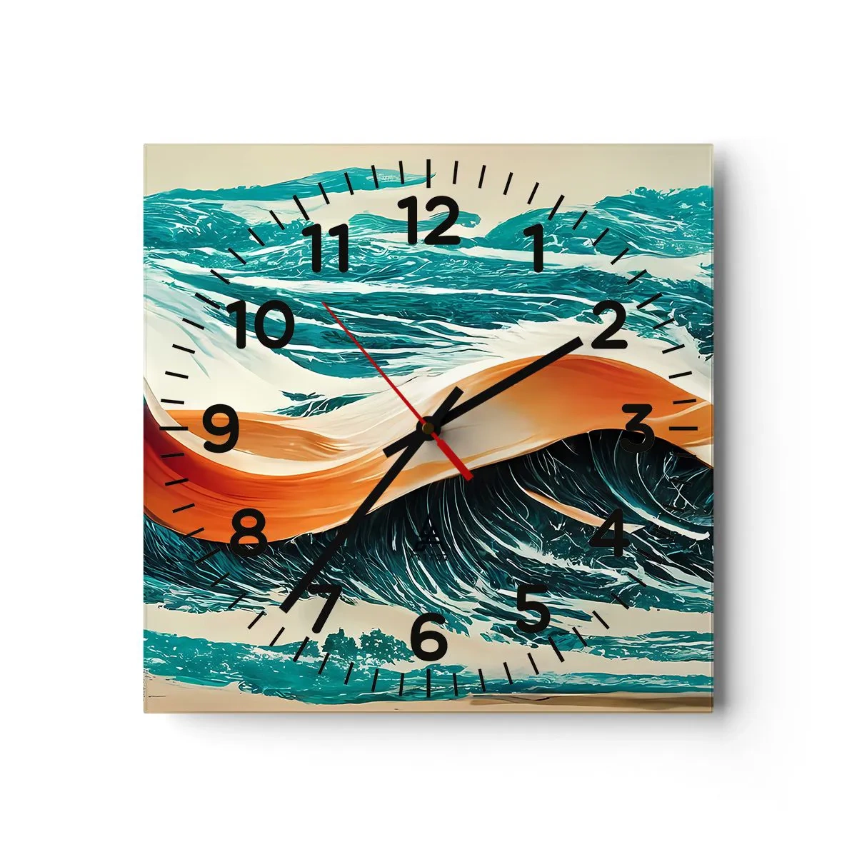 Relógio de parede - Relógio em vidro - O sonho de um surfista - 40x40 cm