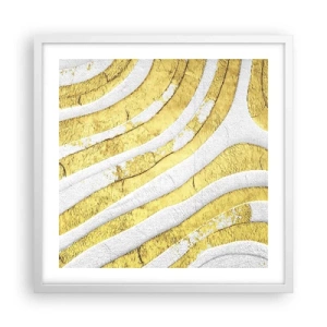 Pôster em moldura branca - Composição a branco e ouro - 50x50 cm