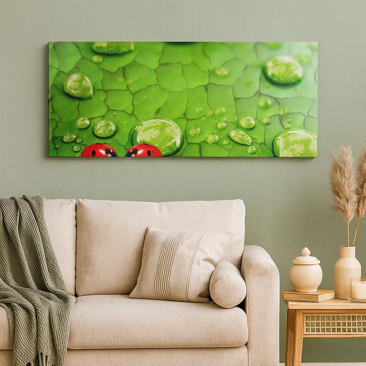 Quadro em tela - Reunião em verde - 30x30 cm