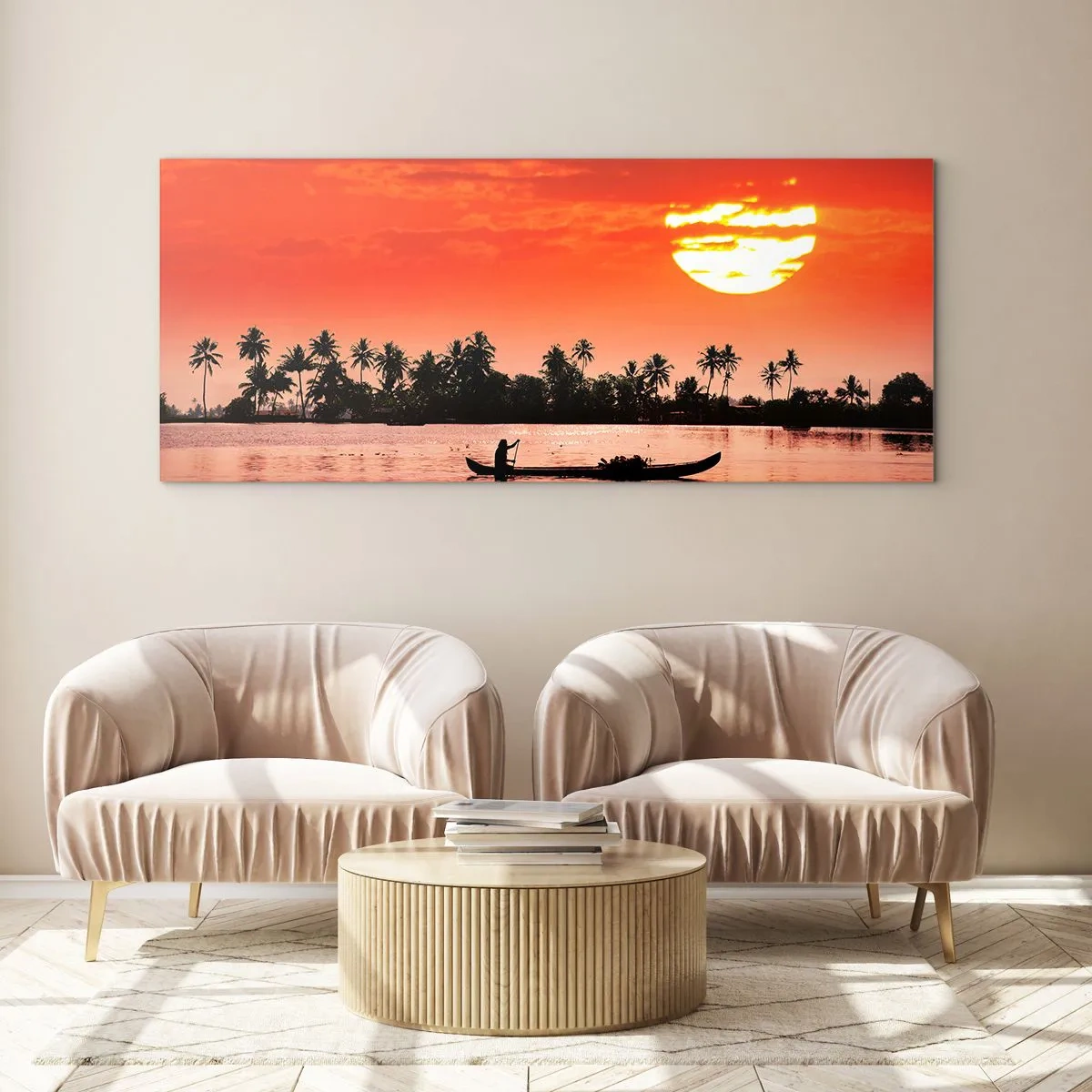 Quadro em vidro - A calma dos trópicos ao pôr do sol - 120x50 cm