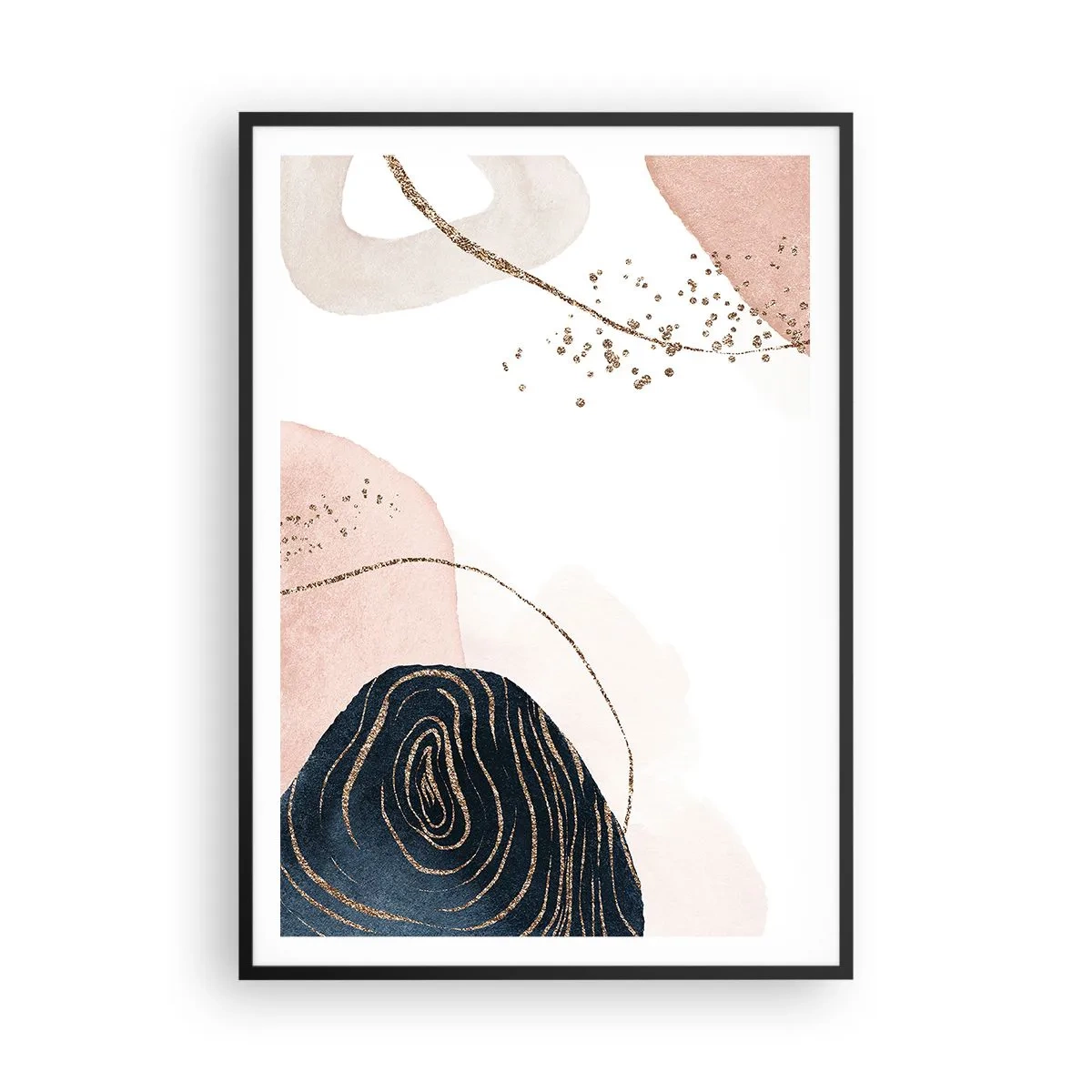 Pôster com moldura preta - Tudo flui - 70x100 cm