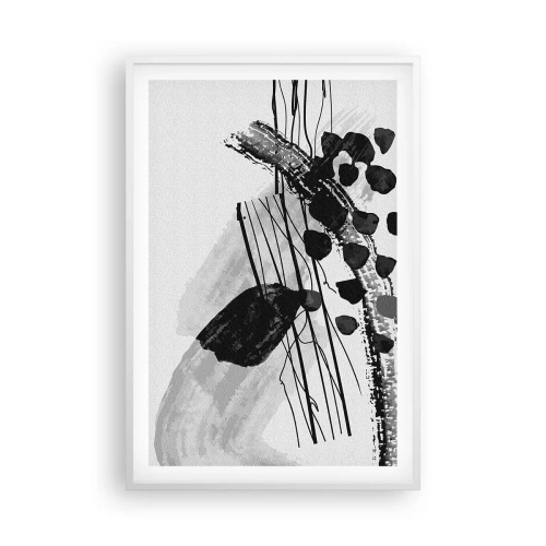 Pôster em moldura branca - Abstração orgánica em preto e branco - 61x91 cm