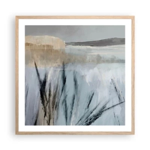 Pôster com moldura de carvalho claro - Campos de inverno - 60x60 cm