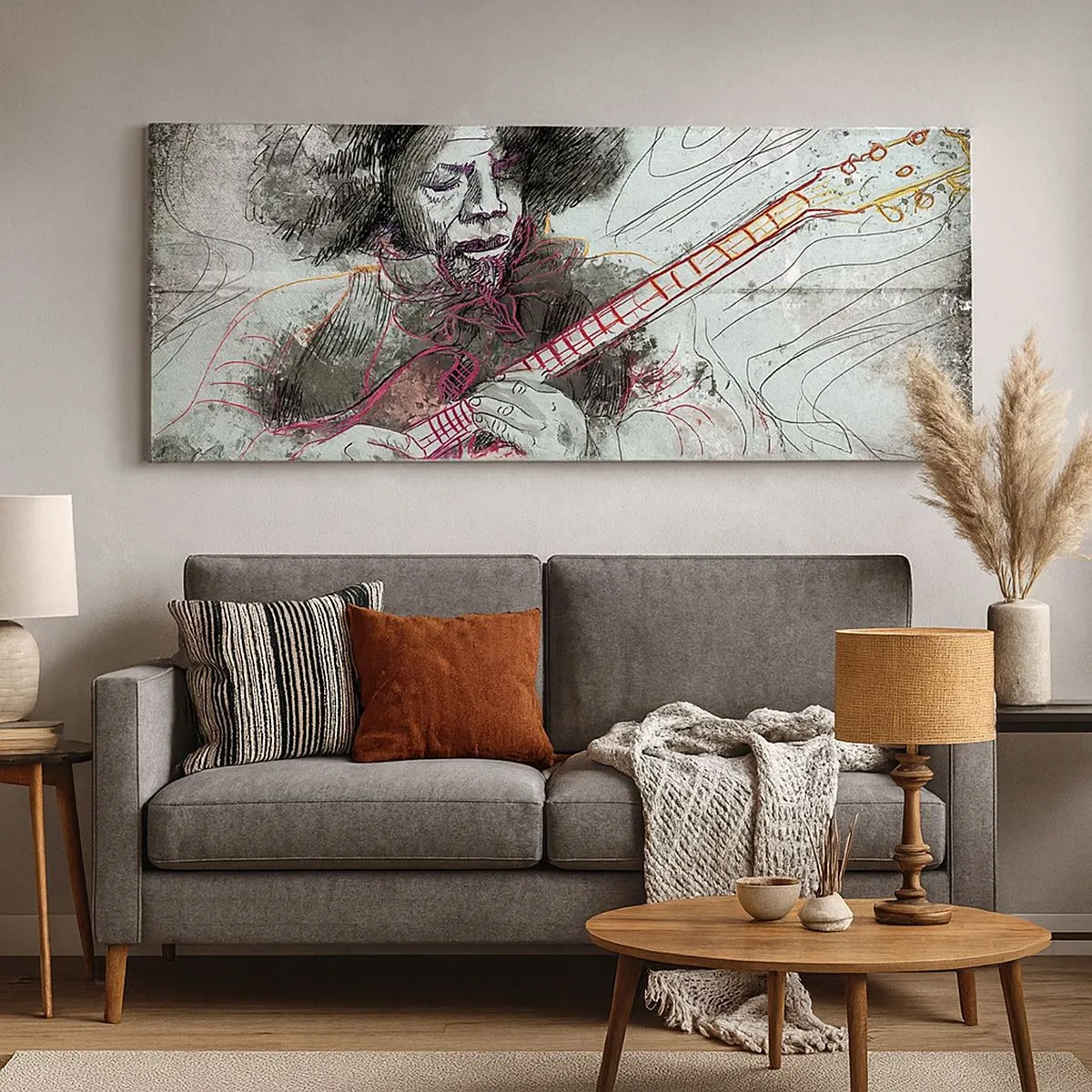 Quadro em tela - Nas ondas da música - 100x40 cm