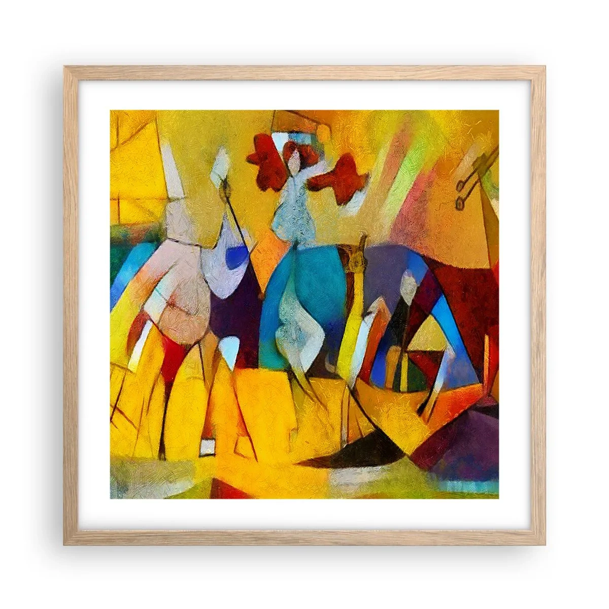 Pôster com moldura de carvalho claro - Sol - vida - alegria - 50x50 cm