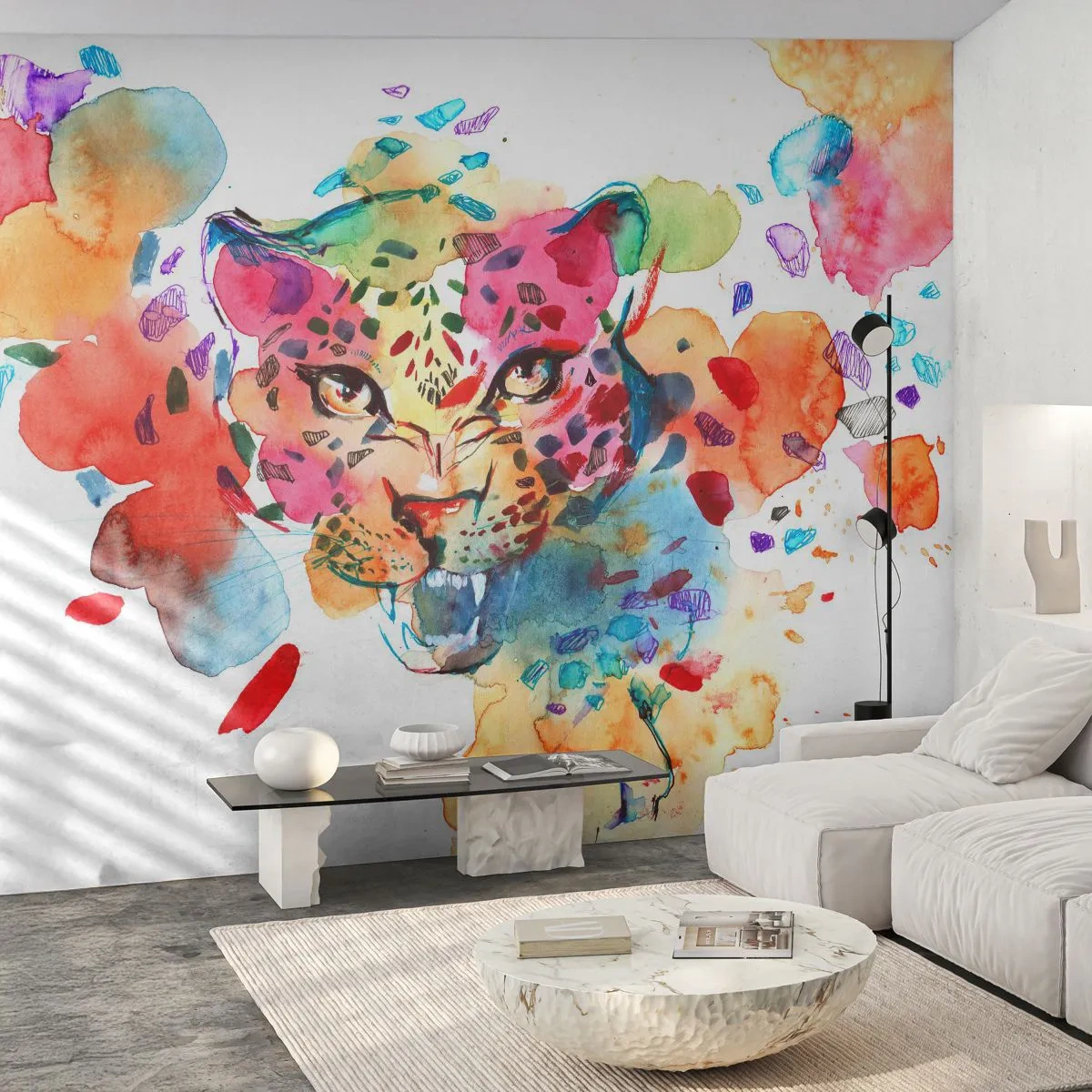 Papel de Parede Premium Sand - A Bela e a Fera - Pantera, Animais, Abstração - 250x175 cm