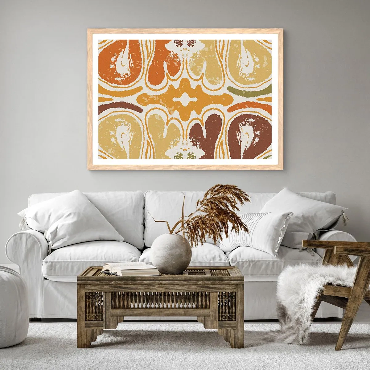 Pôster com moldura de carvalho claro - Abstração sentimental - 91x61 cm