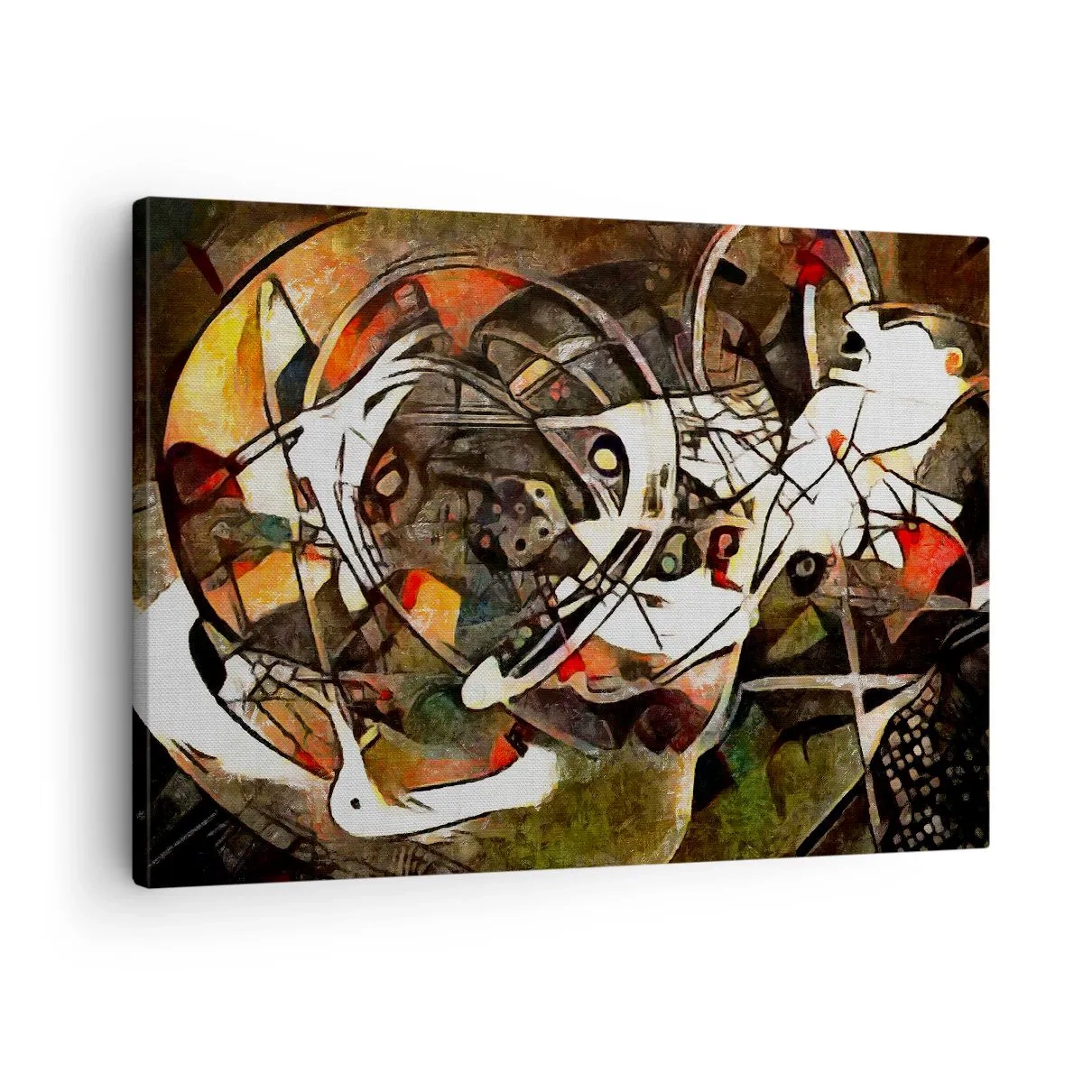 Quadro em tela - Abstração expressiva em tons escuros com linhas dinâmicas. - 70x50cm - Consegue ouvir o movimento? - Decoração de parede moderna para a sala de estar e quarto ARTTOR
