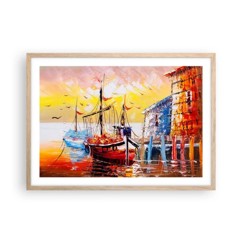 Pôster com moldura de carvalho claro - Feliz retorno - 70x50 cm