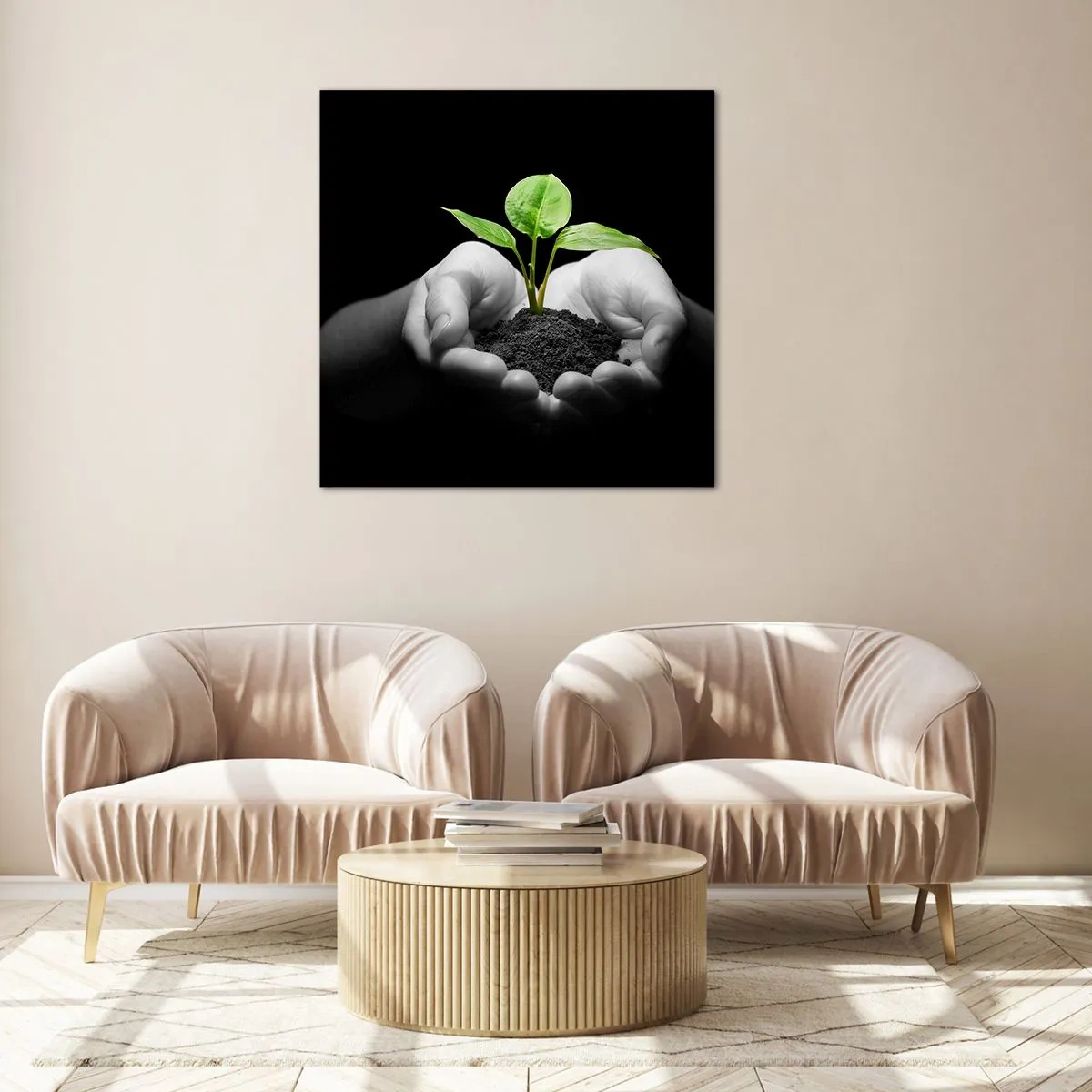 Quadro em vidro - Eu amo a natureza, eu a protejo - 30x30 cm