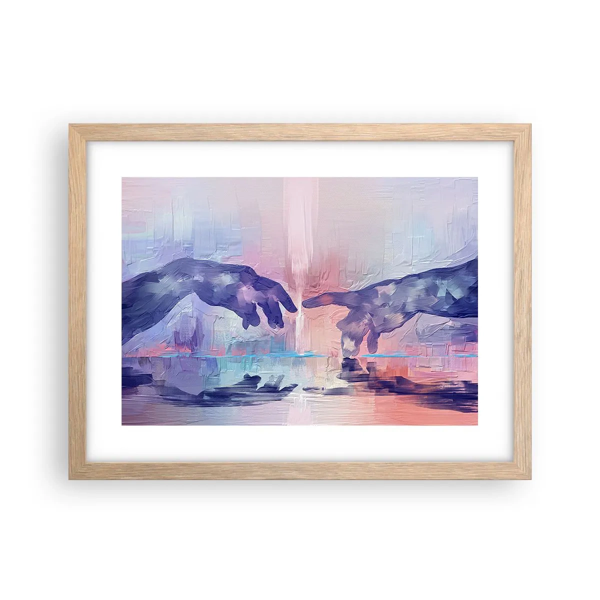 Pôster com moldura de carvalho claro - Faísca divina da vida - 40x30 cm